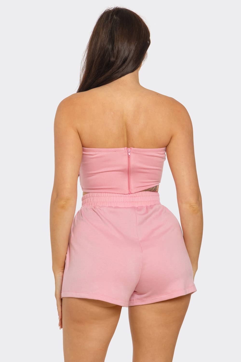 Boned Bodice Corset Style Tube Top And Shorts Set