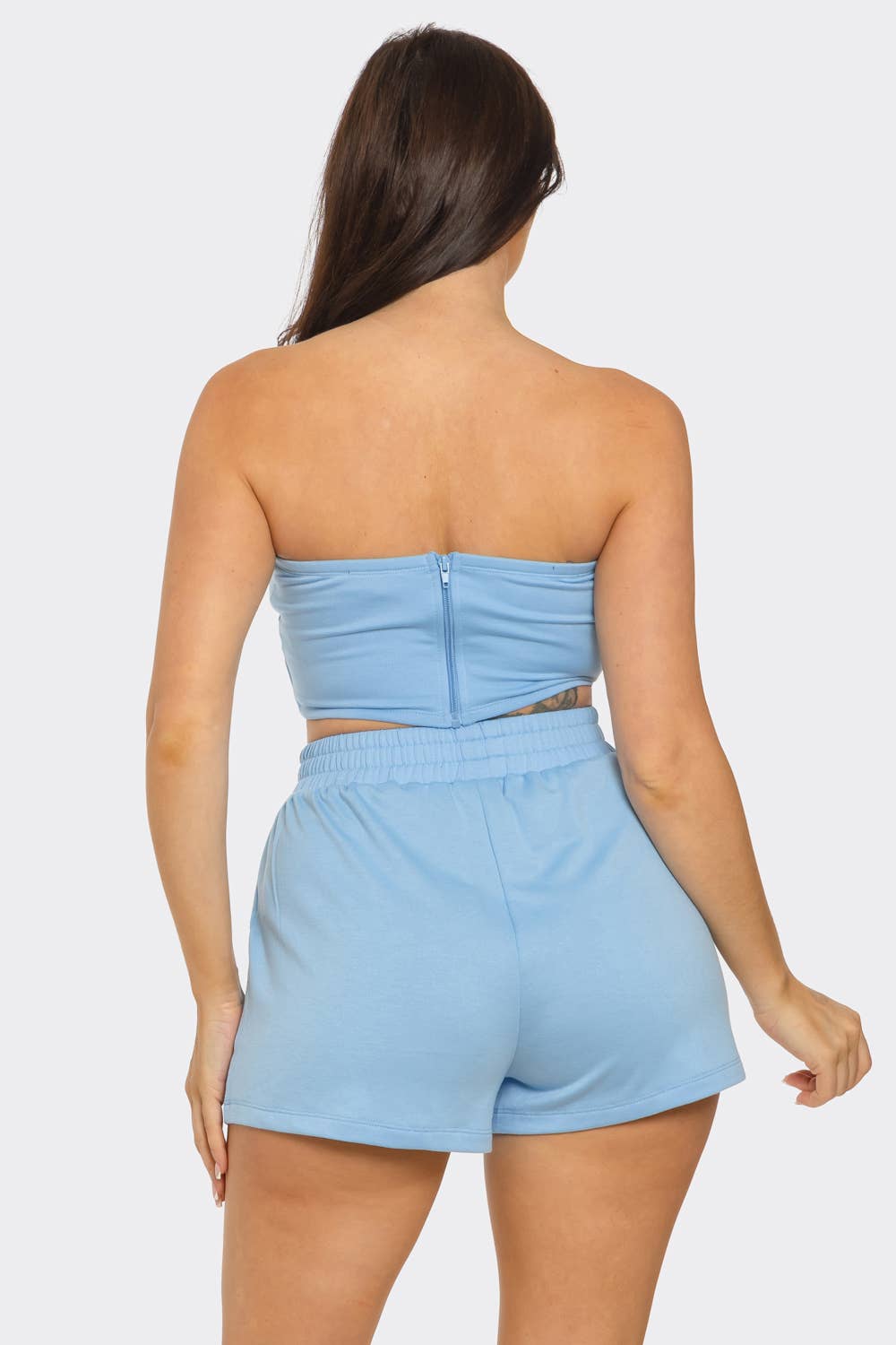 Boned Bodice Corset Style Tube Top And Shorts Set