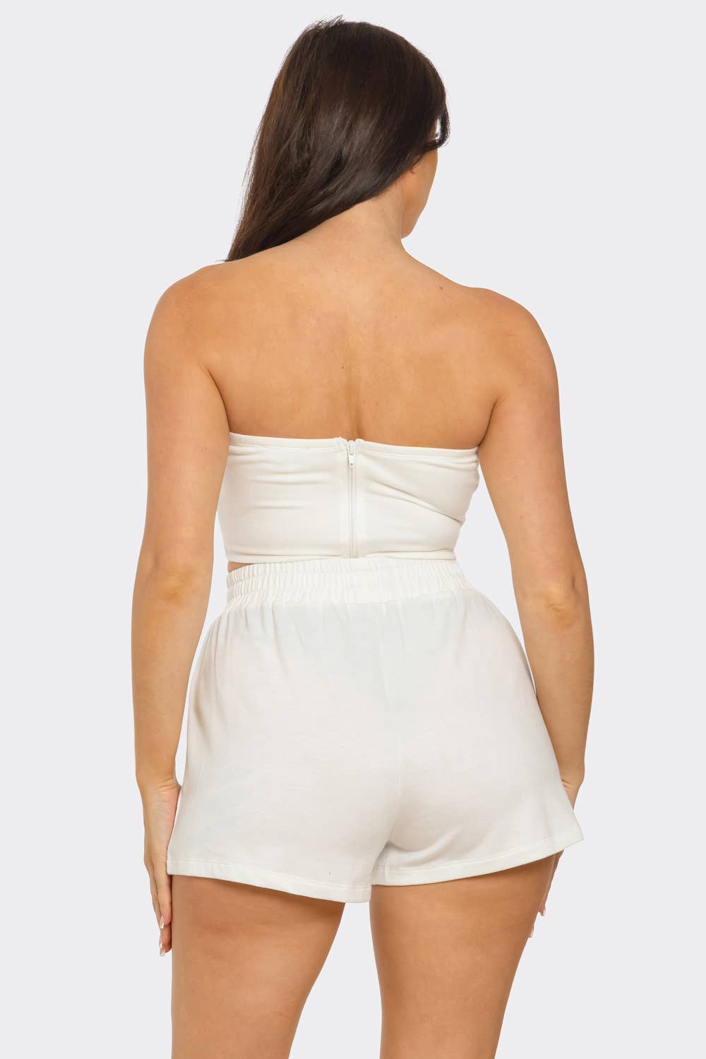 Boned Bodice Corset Style Tube Top And Shorts Set